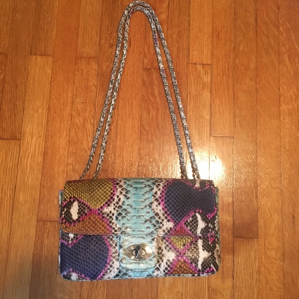 New Python Leather Multicolor Crossbody Purse - image 4